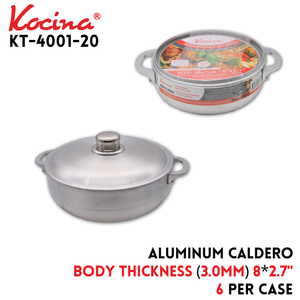 Alu. Caldero 7.9"x2.8", Body thickness 3.0mm,Alu. Lid