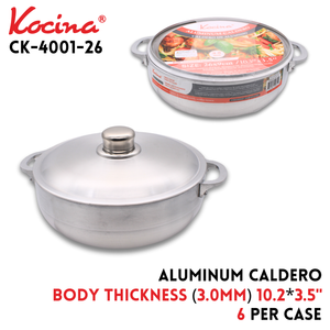 Aluminum Caldero 10.2"x3.5",Body thickness 3.0mm,Aluminum Li