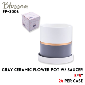 Flower Pot  w/saucer  5*5"  gray