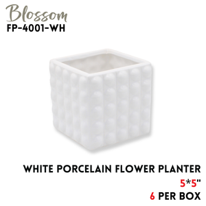 PORCELAIN FLOWER PLANTER 5X5" WHITE