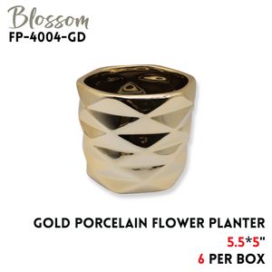 Porcelain Flower Planter 5.5x5" Gold