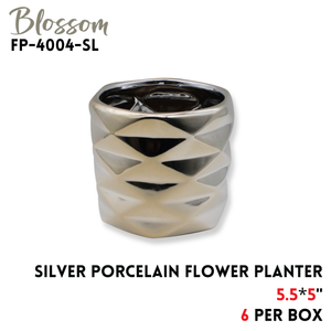 Porcelain Flower Planter 5.5x5 Silver