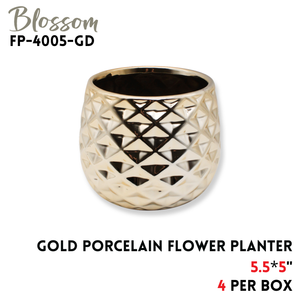 Porcelain Flower Planter 5.5x5" Gold