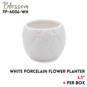 PORCELAIN FLOWER PLANTER 6.5" WHITE
