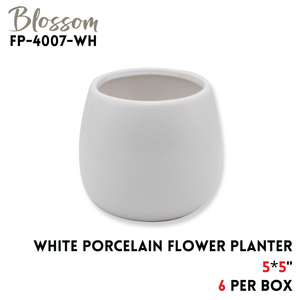 PORCELAIN FLOWER PLANTER 5X5" WHITE