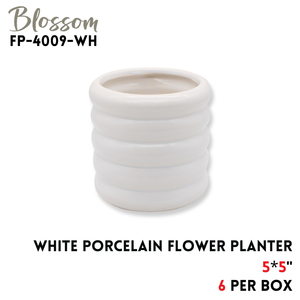 PORCELAIN FLOWER PLANTER 5X5" WHITE