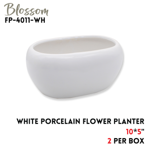 PORCELAIN FLOWER PLANTER 10X5" WHITE