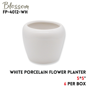 PORCELAIN FLOWER PLANTER 5X5" WHITE
