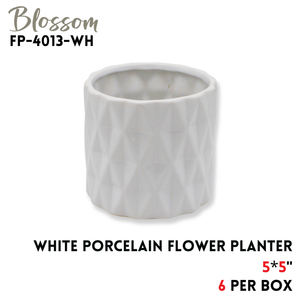 PORCELAIN FLOWER PLANTER 5X5" WHITE