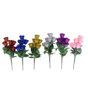 7 Artificial Roses 15" 6 colors,cloth+plastic