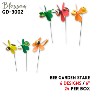 Bee Garden Stake,6",6 colors