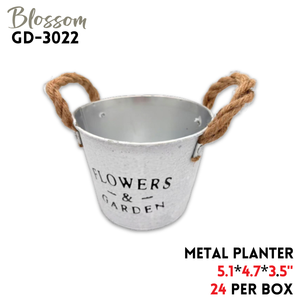 Metal Planter W/Rope Handles, 5.1"*4.7"*3.5"