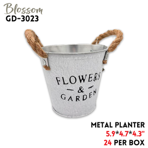 Metal Planter W/Rope Handles, 5.9"*4.7"*4.3"