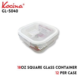 18oz Square Glass Container
