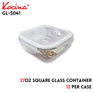 27oz Square Glass Container