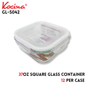 37oz Square Glass Container