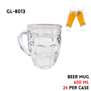 Beer Mug, D3.8"xH5.2",600ml (20.3oz) ,Glass