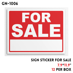 Sign Sticker, "For Sale", 7.9"x11.9"