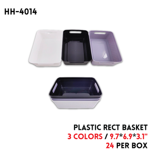 Rect  Basket, Plastic, 9.7"*6.9"*3.1", 125g, 3 Colors
