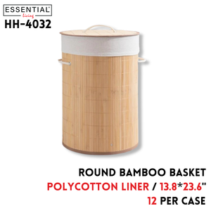 Round Bamboo Basket 13.8"x13.8"x23.6"
