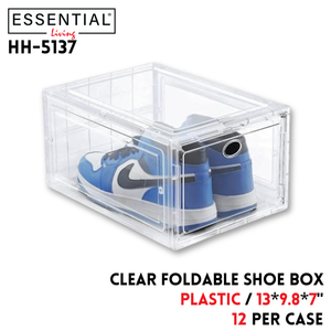 Clear Foldable Shoe Box,plastic,13"X9.8"X7"