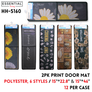 2pk Print Door Mat, 15"x22.8",15"x46" Polyester,7 styles