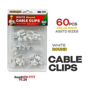 Assorted  60 Ct .Wht Round Cable Clip