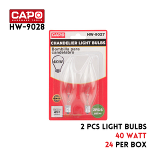 2pc 40 Watt Clear Candelabra Light Bulbs