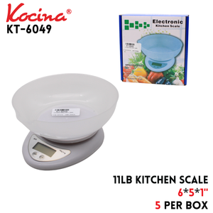 11lb Kitchen Scale, 6"x5"x1", plastic