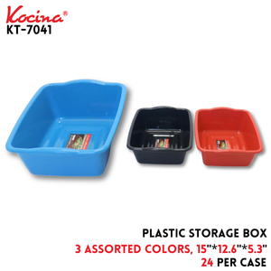 Plastice Storage Box, 3 Assorted Colors, 15"×12.6"×5.3"