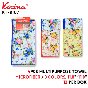 4pcs Square Towel, 11.8"x11.8",microfiber,3 colors