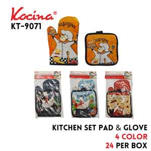 Kitchen Set, Cook Printing, Pad & Glove, 4 Clrs Asstd