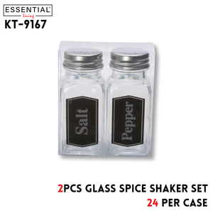Glass Spice Shaker, 2pcs Set, Clear w/Sticker, Color Card