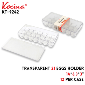 Transparent 21 Eggs Holder, 14''×6.3‘’×3‘’