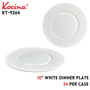 10" Dinner Plate, White, Opal Glass