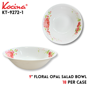 18PACK 9" Salad Bowl With Decal 6643 Opal Glass