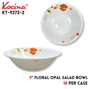 18PACK 9" Salad Bowl With Decal 6725 Opal Glass