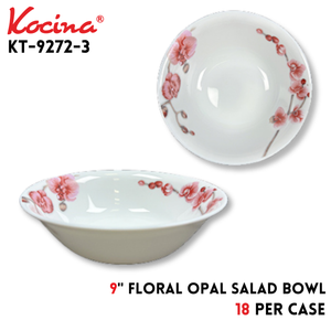18PACK 9" Salad Bowl With Decal 7069 Opal Glass