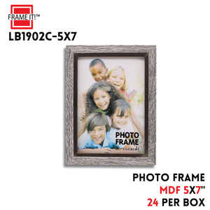 5X7" Mdf Photo Frame Black & Gray Wood
