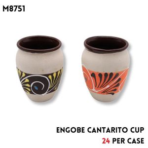CANTARITO ENGOBE / CLAY CANTARITO CUP W/DESING ASST