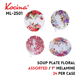 9" Soup Plate Floral, 4 Assorted Designs