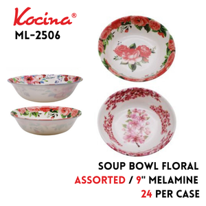 9" Soup Bowl Floral, 4 Assorted Designs