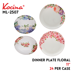 11" Dinner Plate Floral, 4 Assorted Designs