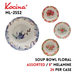 8" Soup Bowl Floral, 4 Assorted Designs