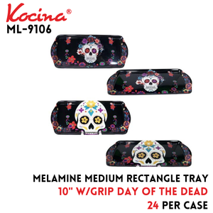 15.35‘’Day of the Dead Melamine Rectangle Tray w/10" Grip,215g