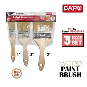 3pcs Chip Brush Set:, 1"2"3",100% Pure Natural Bristles