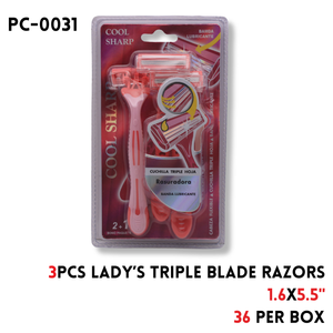 3PCS Lady's Triple Blade Razors 1.6"x5.5"