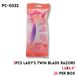 3PCS Twin Blade Razors 1.6"x4.5"