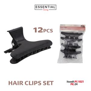 12pcs Hair Clip Set 4 Colors Asstd, Polybag w/ header pack