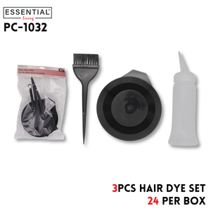 3pcs Hair Dye Set Black, poly bag with header packing